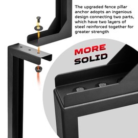 WIMART Rotten Leaning Fence Post Repair Kit Adjustable Angle Quick Easy Fix Widen, Heavy Duty Steel Fence Post Anchor Ground Spike for Repair Tilted, Broken Wood Fence Post (Black - Set 4)