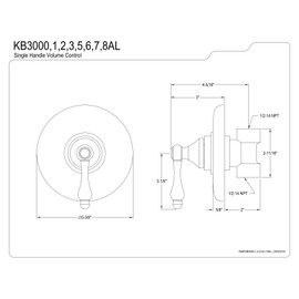 Kingston Brass KB3002AL Volume Control, Polished Brass