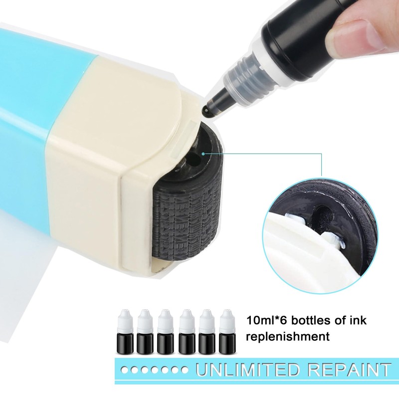 Identity Theft Protection Roller Stamp Set, Including 6-Pack Refills -