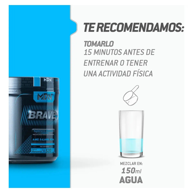 Pre Entreno Oxido Nítrico Brave MDN Sports 520g Sabor Uva