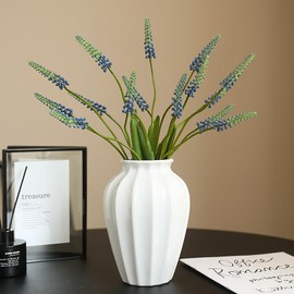 5Pcs 16.5" Artificial Grape Hyacinth Muscari Fake Grape Hyacinth Blue Faux Flower for Home Office Decoration