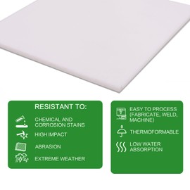 Bocolon High Density Polyethylene Sheets HDPE Plastic Sheet Board for DIY, Heavy Duty Industry, 3/16" Thick,Size 12" x 12", White Color