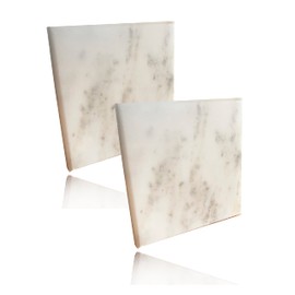 ROOMASTER Marble Coasters, Set of 2, Accessory Tray, Natural Stone (White, Square)