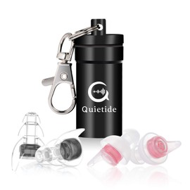 Quietide Live Earplugs, Live Ear Protector, Hearing Impairment Prevention, For Those Who Enjoy Loud Music at Concerts, Festivals, Clubs, etc., Washable, Reusable, Carrying Case Included, Q6, Black & Pink, Couple Matching Parent-Child Matching
