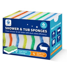 GLIMGLINT Magic Sponges Eraser for Bathroom, 6 Pack Dual-Sided Cleaning Melamine Sponge & Temperature-Responsive Scrubber for Tub, Shoes, Kitchen, Wall