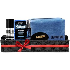 Blackbeard for Men - THE WHOLE ENCHILADA - 3 Pack Beard Dye Alternative, 1 Shaving Kit Bag, 1 Seasoap, 1 Seaspray and 1 Big Bad Beard Brush, Hypoallergenic Temporary Dye - Light Medium Brown