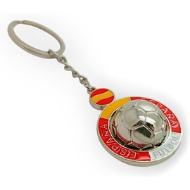 Llavero con Balón y Bandera de España, Accesorio de Fútbol, Llaveros Deportes, Souvenir de España, Selección Española, Fútbol Español, Artículos de Fútbol