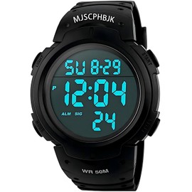 MJSCPHBJK Mens Digital Sports Watch, Waterproof LED Screen Large Face Military Watches for Men