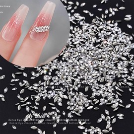 100pcs Shiny Zircon Rhinestones for Nails, Silver Nail Gems 3D Flatback Rhinestones 1.5-3mm Mini 3D Pointed Bottom Nail Charms Nail Art Supplies Nail Diamonds Nail Crystals for Women Nail Accessories