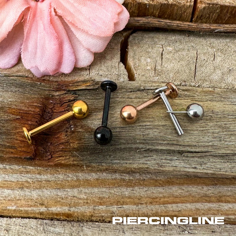 PIERCINGLINE Titanium Labret with Push Fit Ball Piercing Ear Helix