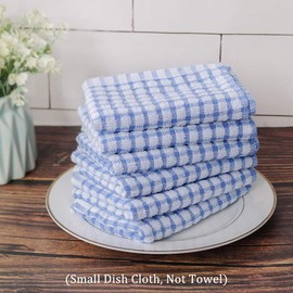 Sourcingmap Pack of 6 Cotton Dish Cloths Waffle Weave, Water Absorbent Kitchen Small Dish Towel Set for Washing Up - Washable Reusable Tea Hand Towels, 38 x 27cm Blue - Small Size