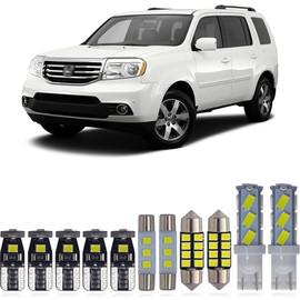 Yoper Kit de luces LED para mapa de cúpula interior, compatible con Honda Pilot 2009-2015, placa de matrícula blanca brillante 6000 K