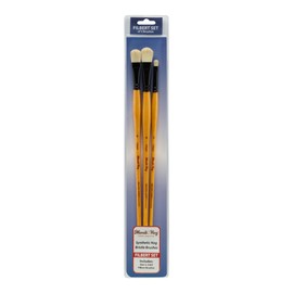 Mimik Hog Professional Synthetic Hog Bristle Paint Brush - Versatile Alternative to Natural Hog Hair Paint Brushes for Oil Painting, Acrylics, Inks, Dyes, Gouache, Watercolors & More- Flat Set of 3