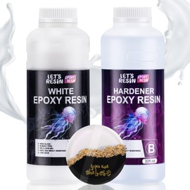 LET'S RESIN EPOXY RESIN White Epoxy Resin,44OZ Bubble Free & High-Gloss Epoxy Kit,Self Leveling Resin and Hardener for Art Crafts,Jewelry Making,Wall Clock