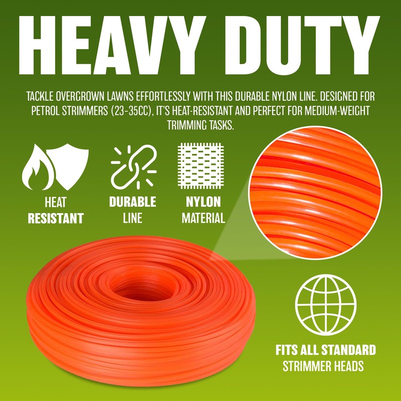 6 Pack Garden Trimmer Line - 15m x 2mm Heavy