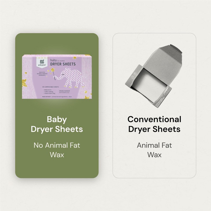 Grab Green Baby Laundry Dryer Sheets, 160 Sheets, Dreamy Rosewood