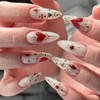 Medium Almond Press on Nails Red Heart Fake Nails with