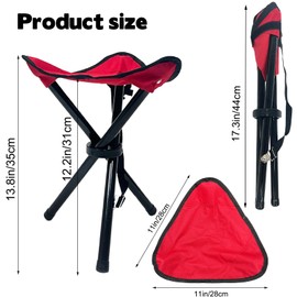 Travel Folding Camping Stool, Use Height 14.6" and Maximum Weight 300 lbs Outdoor Portable Tripod Seat Fishing Chair Seat for Camping Fishing Hiking Gardening and Beach Garden Painting (Red)