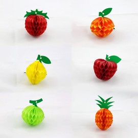 Paper Honeycomb Tanabata Ornament, Mini Fruit Set, Set of 6 Types, Tanabata Decoration, Acorn, Paper Honeycomb, Made in Japan, Made in Our Own Factory, Display, Party, Kindergarten, Nursery, School,