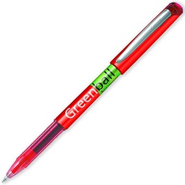 Pilot GreenBall Liquid Ink Rollerball Pen - Begreen Range 89% Recycled - Pack of 3 Pens - Medium 0.7mm Tip - Ideal for Writing, School, Home, Revision, Office (Red)