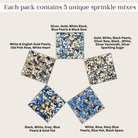 Confect Fathers Day Sprinkles | Black, Blue & White Sprinkles Mix | Celebration Sprinkles | Fancy Sprinkles | Assorted Pack of 5 Edible Sprinkles - 3.5oz (FD-01)