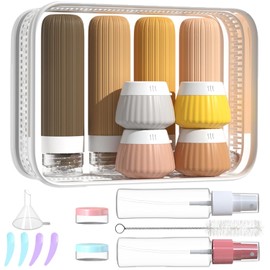 NuvaConx Reiseflaschen Zum Befüllen, 18 StüCk Silikon Reiseflaschen Set, Reiseset Flüssigkeiten Set mit TSA Genehmigt, Travel Essentials Nachfüllbare Reisegröße Flaschen, Reise Gadgets