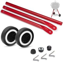 Front Leg Kit and Wheels for Weber Kettle Grills, Charcoal Grill Parts for Weber 18” 22” Kettle Grills, 6" Grill Wheels for Weber 65930, 65130 Front Leg for Weber Kettle, Red Front Leg