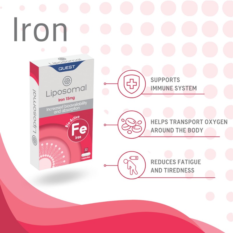 Quest - Liposomal Iron 30x 15mg Vegan Capsules. High Strength