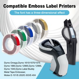 TITBIT 5 Pack Compatible Embossing Label Tape for DYMO Embossing Label Maker Tape 9mm 3/8 Inch Color for DYMO Organizer Xpress 12965/12966 Office Mate II 1540/15400 1610,Red/Green/Blue/Sliver/Gold