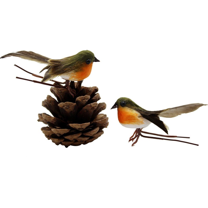 10PCS Robin Bird Christmas Tree Decoration Craft Very Cute Artificial