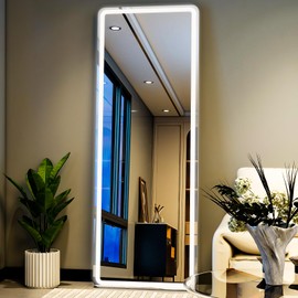 WISSMIELS Full Length Mirror with LED Lights - 16"x 60" LED Mirror Full Length Floor Mirror Full Body Mirror for Bedroom Wall Mounted Free Standing