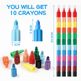 Vicloon Stacking Crayons, 10PCS Swop Point Crayons Colouring Pencils, 12 x Stacking Crayons Pencil Crayons For Kids, Colouring Pencils Set Painting Drawing Stationery Supplies Gifts