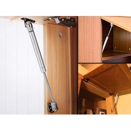 Berta 10 Inch 100N/22 LB Hydraulic Soft Open Gas Springs/Struts for Cabinets, Furniture Cabinet Doors Lift/Lid Stay/Support Hinges for RV Platforms with Brackets and Screws (6, Silver (Soft Close))