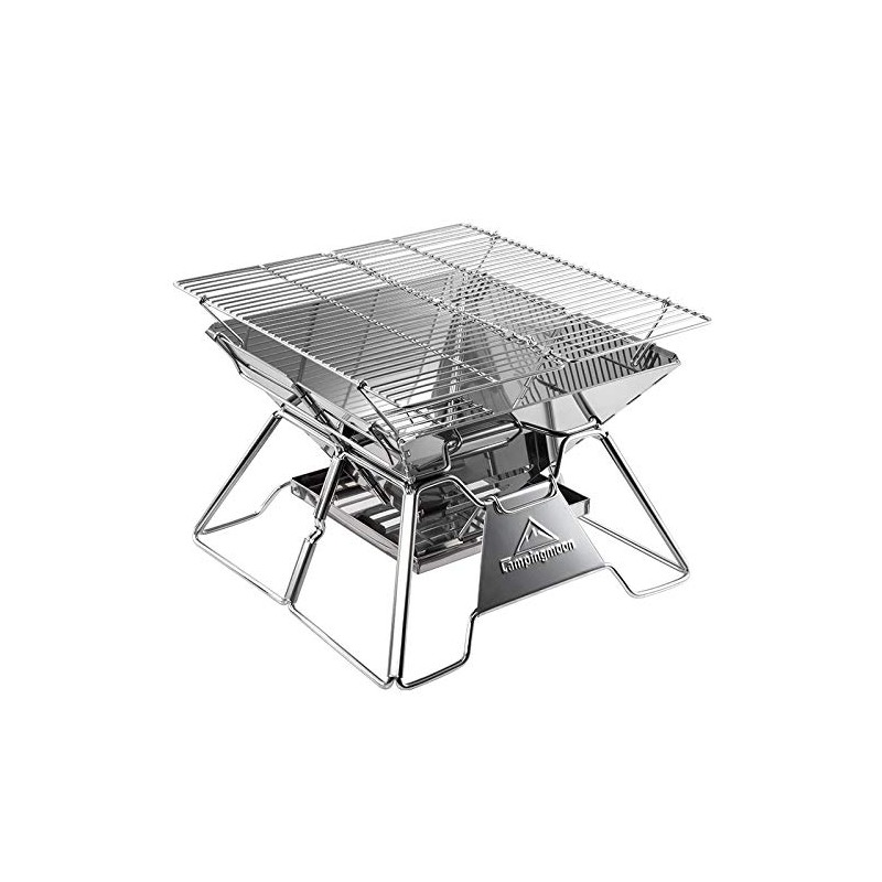 CAMPINGMOON Portable Camping Fire Pit Stainless Steel Foldable Collapsible BBQ