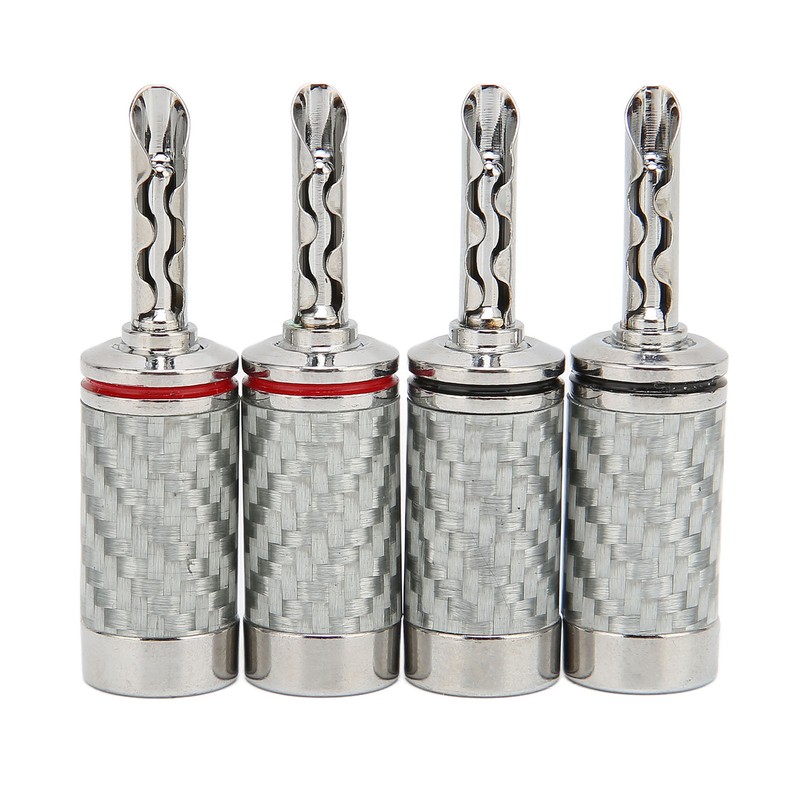 4pcs BFA Banana Plug Brass White Carbon Fiber Shell Speaker