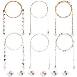 Moseem Women's Glasses Chain, Pack of 6, Glasses Chain, Mask Strap, Elegant Glasses Holder, Glasses Chain, Gold/Silver/Rose Gold, Multiple colours.