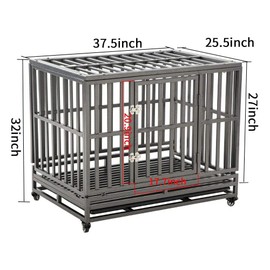 LUCKUP 38 Inch Heavy Duty Dog Cage Metal Kennel and Crate for Large Dogs,Easy to Assemble Pet Playpen with Four Wheels,Black … …