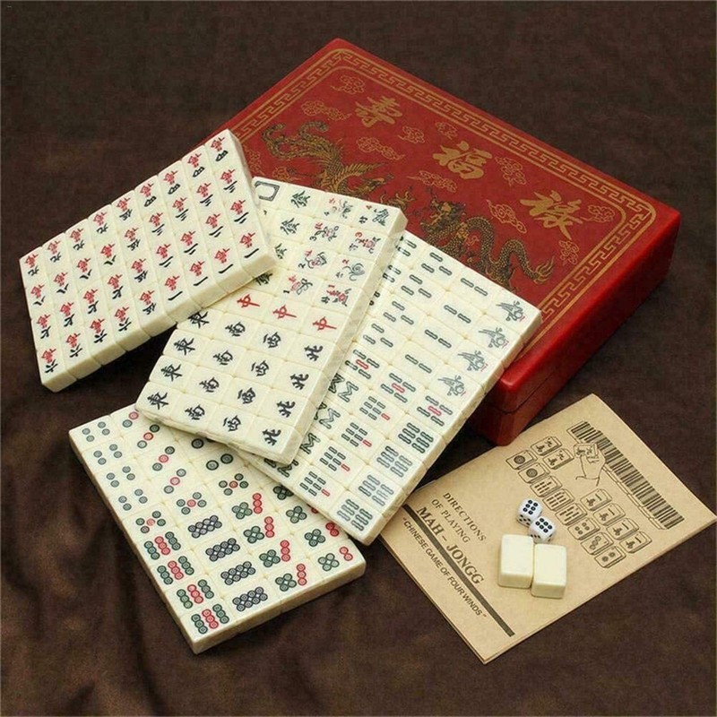 Vintage Mahjong Rare 144 Tiles Mah-Jong Set Bamboo Piece W/English
