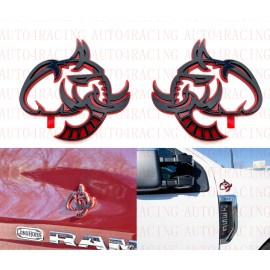 AUTO4RACING 2x Elephant Hellephant Badge Emblem Black Red for Dodge Challenger Charger TRX