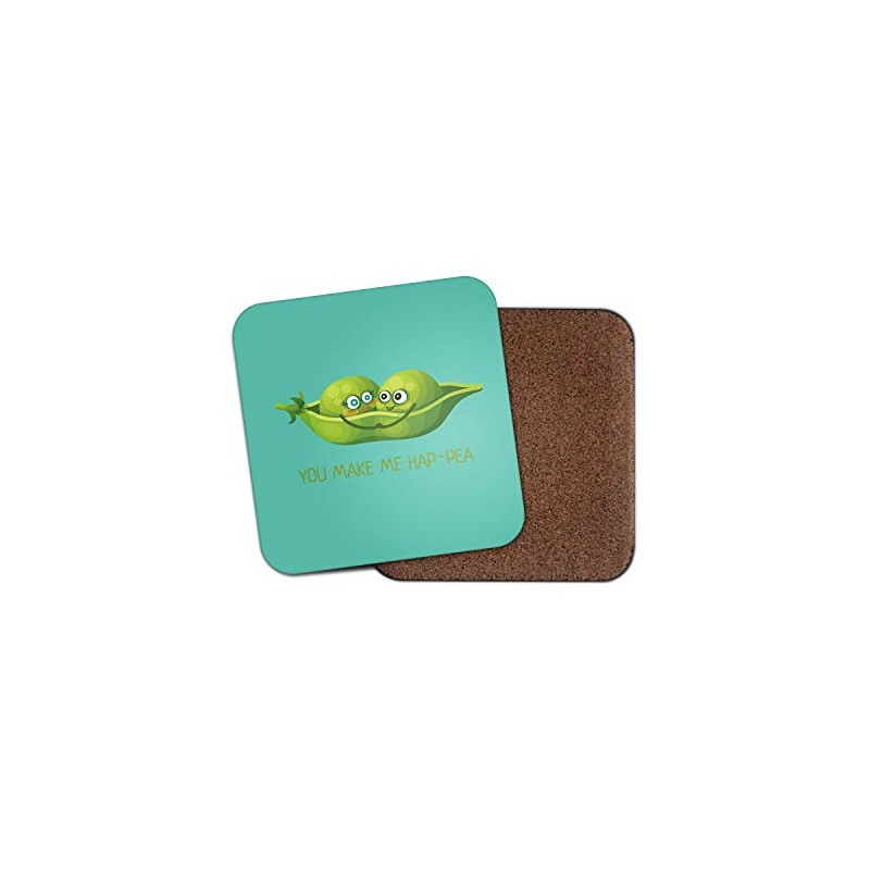 1 x DestinationVinyl Happy Pea Pod Coaster - Peas Cute