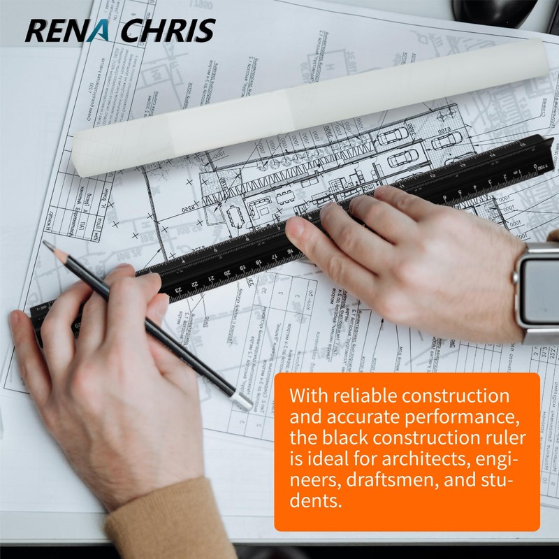 Rena Chris Architectural Metric Scale Ruler: 30cm Ruler, Aluminum Architect