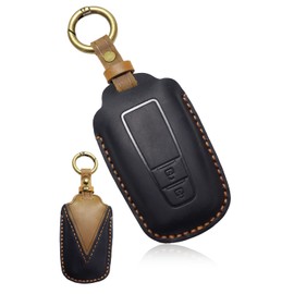 [MKMC] Smart Key Case, Leather, Chr Harrier 80 Series, Corolla Yaris New Model Prius 50 60 Prado Crown Aqua Leather Key Cover, Black