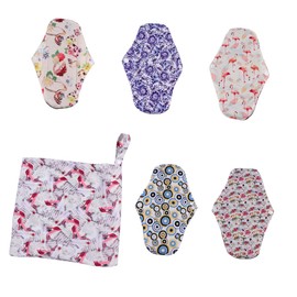 Outanaya 5pcs Bamboo Sanitary Napkins Washable Sanitary Pads Panty Liners Leakproof for Women