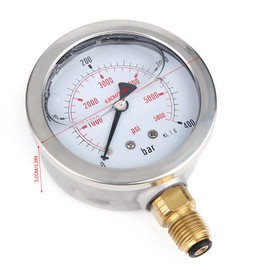 Hydraulic Pressure Gauge Kit Hydraulic Pressure Gauge M16x2-BSP1/4+0~400Bar/6000PSI Hydraulic Hose Test Point Coupler 1.5M Hose Pressure Gauge