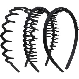 NINFEIQI 3 Pieces Zig Zag Hair Band, Plastic Tooth Hair Comb Headband, Sharks Tooth Hairband for Women Men Teen Girls