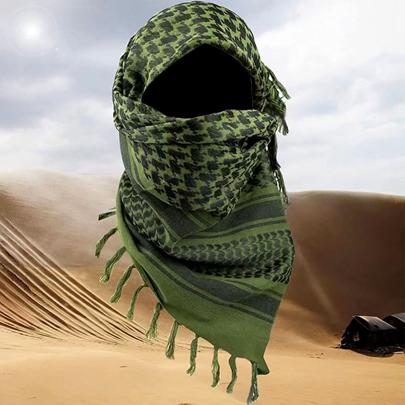 Scarf Head Wrap Breathable Kerchief Comfortable Shawl Green with Tassels