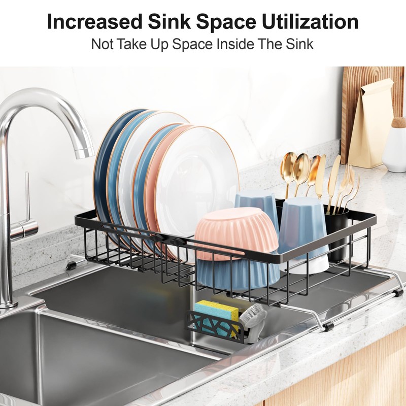 iSPECLE Expandable Dish Drying Rack for Kitchen Sink - Rust