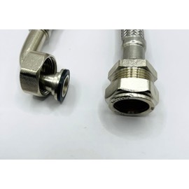 Flexi Tap Connector 22mm x 3/4" BSP Bent Easy Connect 300mm Long Flexible Hose Pipe for Bath, Heating Expanssion Vessel Tank