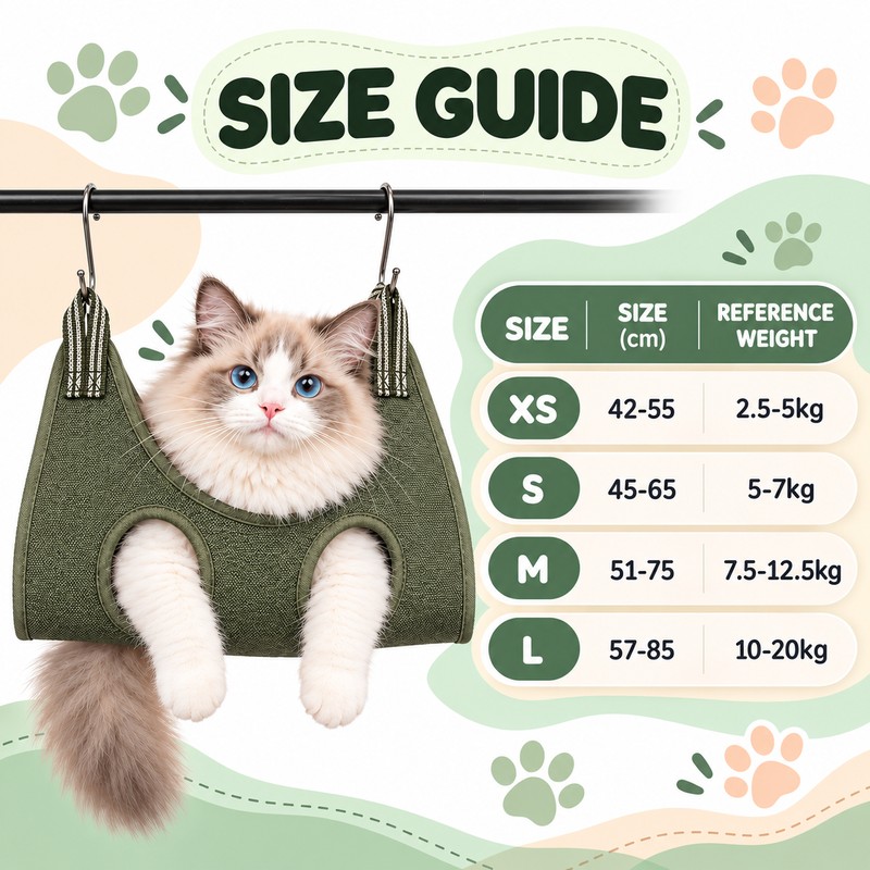 Adjustable Polyester Pet Grooming Hammock Sling for Cat and Small