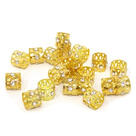 Honbay 20PCS Gold Rhinestone Hair Rings Dreadlocks Beads Braid Hair Cuffs Braiding Hair Jewelry (Triangle Hollow Out)